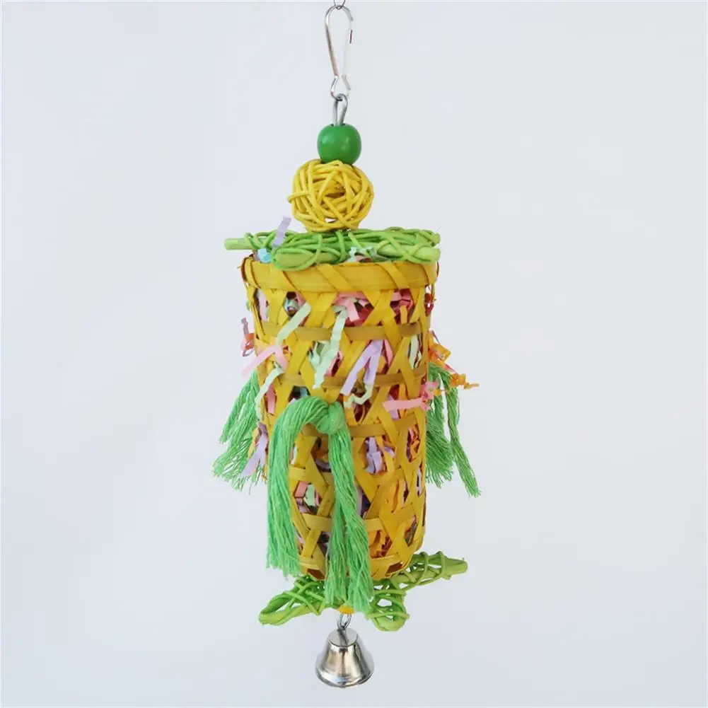

[ Clearance sale ] Bird Parrot Toy Wooden Cotton Rope Paper Strips Chewing Bite Hanging Cage Chew Toys