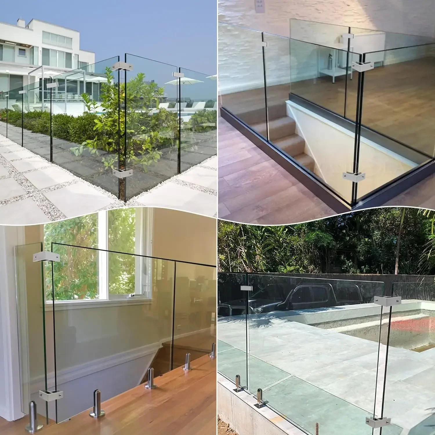 1 шт. прямоугольные стеклянные зажимы для перил держатель стекла из нержавеющей