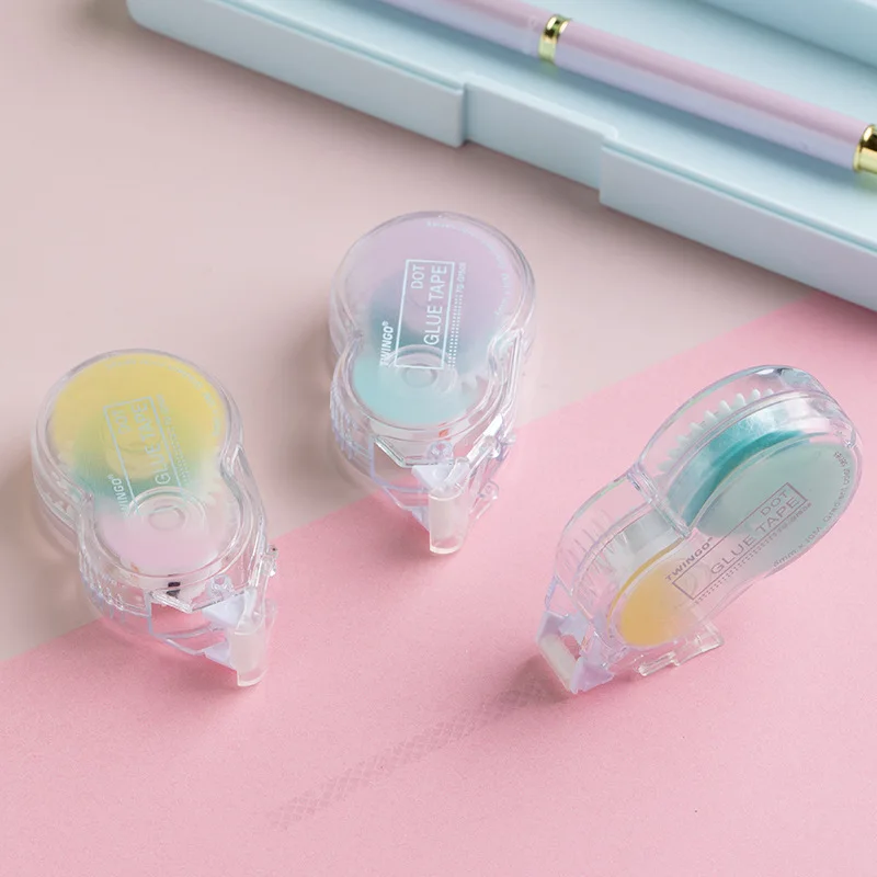 

3 Styles Japanese Plastic Transparent Gradient Dot Glue Creative Minimalistic Macaron Color DIY Decoration Double Sided Tape