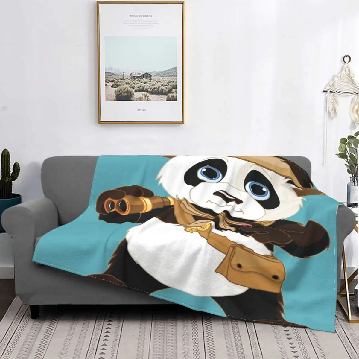 

Manta a cuadros de Panda 22 para cama, colcha a cuadros, sofá, Anime