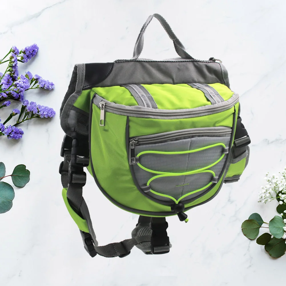 

Large Dog Pet Backpack Portable Outdoor Breathable Saddlebag Adjustable Harness for Travel Outdoor (Green M)