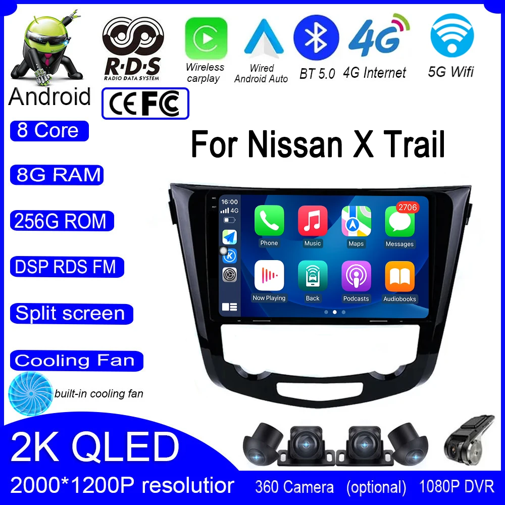 

2.5D Android 13 для Nissan X-Trail Xtrail X-Trail 3 T32 2013 - 2017 Qashqai 2 J11 автомобильный видеоплеер Радио стерео Мультимедиа
