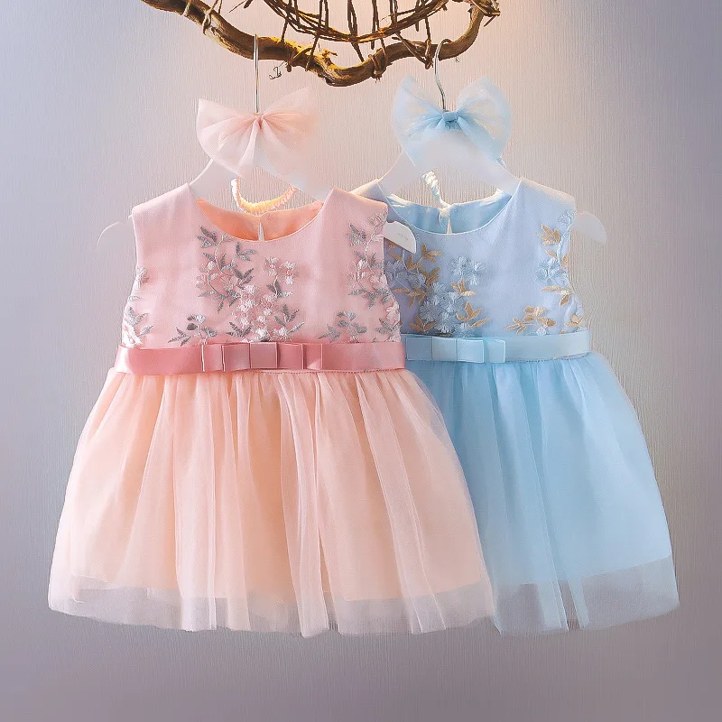 2023 Baby Girl Flower Dress Christmas Dress Newborn Baby Wash Dress Tutu Princess Birthday Dress+Headband 2 Piece Party Poached