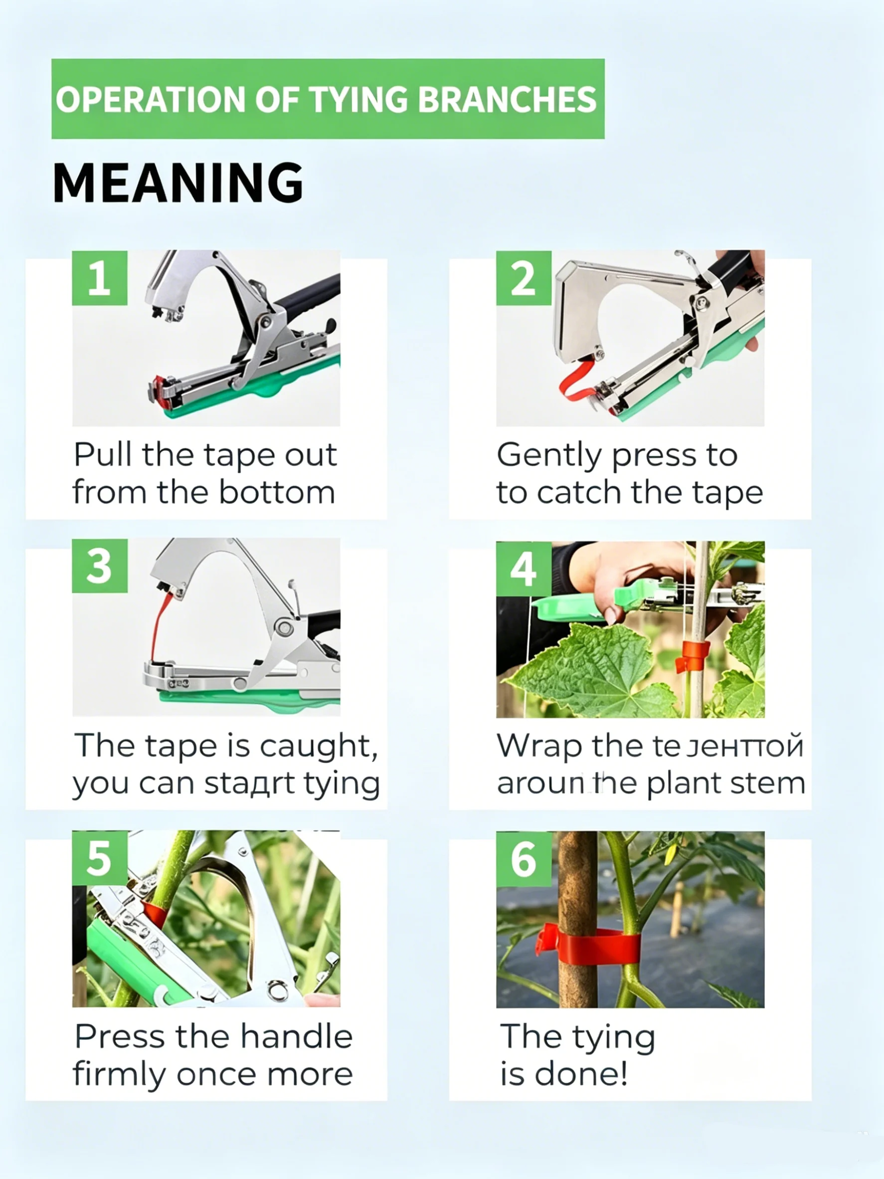 Фото Машина для подвязки растений Garden Taping Tool: набор для подвязки овощей и цветов, ручной инструмент для связывания, мини-инструмент для подвязки овощей №5
