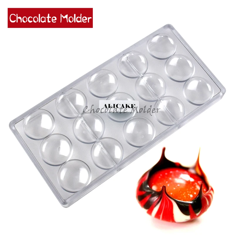 

15 Cavity Polycarbonate Chocolate Molds Lens Volcano Chocolate Shape Candy Fondant Forms Baking Pastry Tools Mould 15L