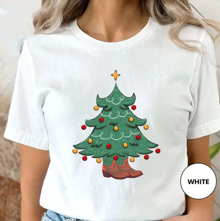 Забавная футболка с рождественской елкой Рождественская длинными или короткими