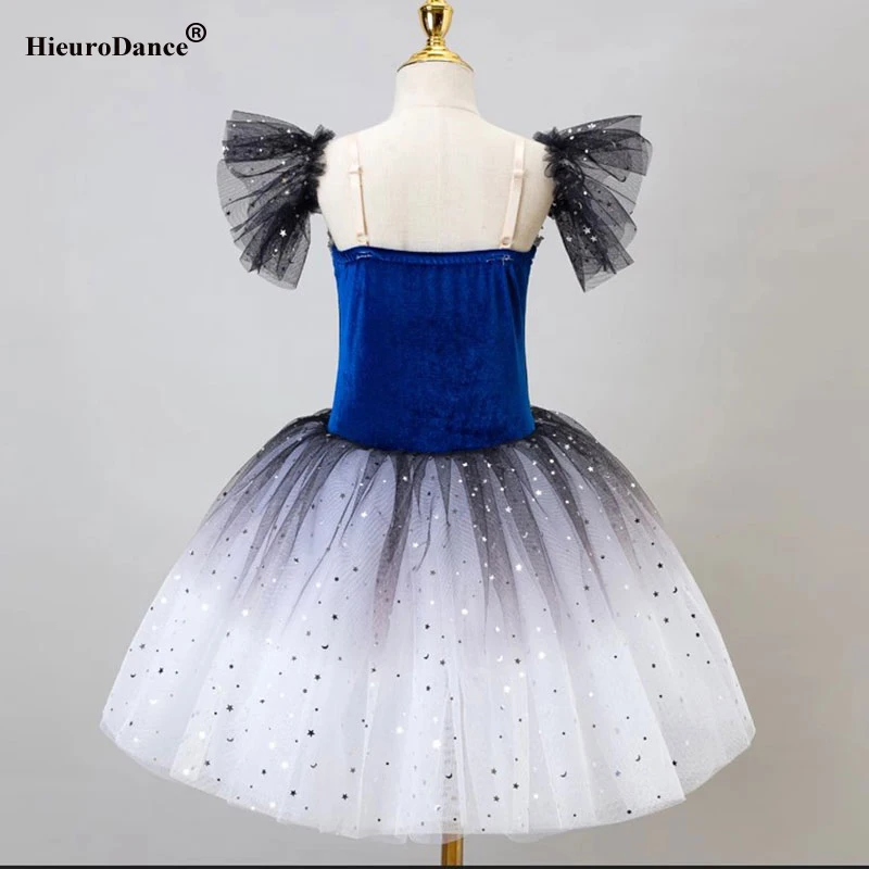 Голубой женский Профессиональный Балетный костюм с изображением лебедя и озера