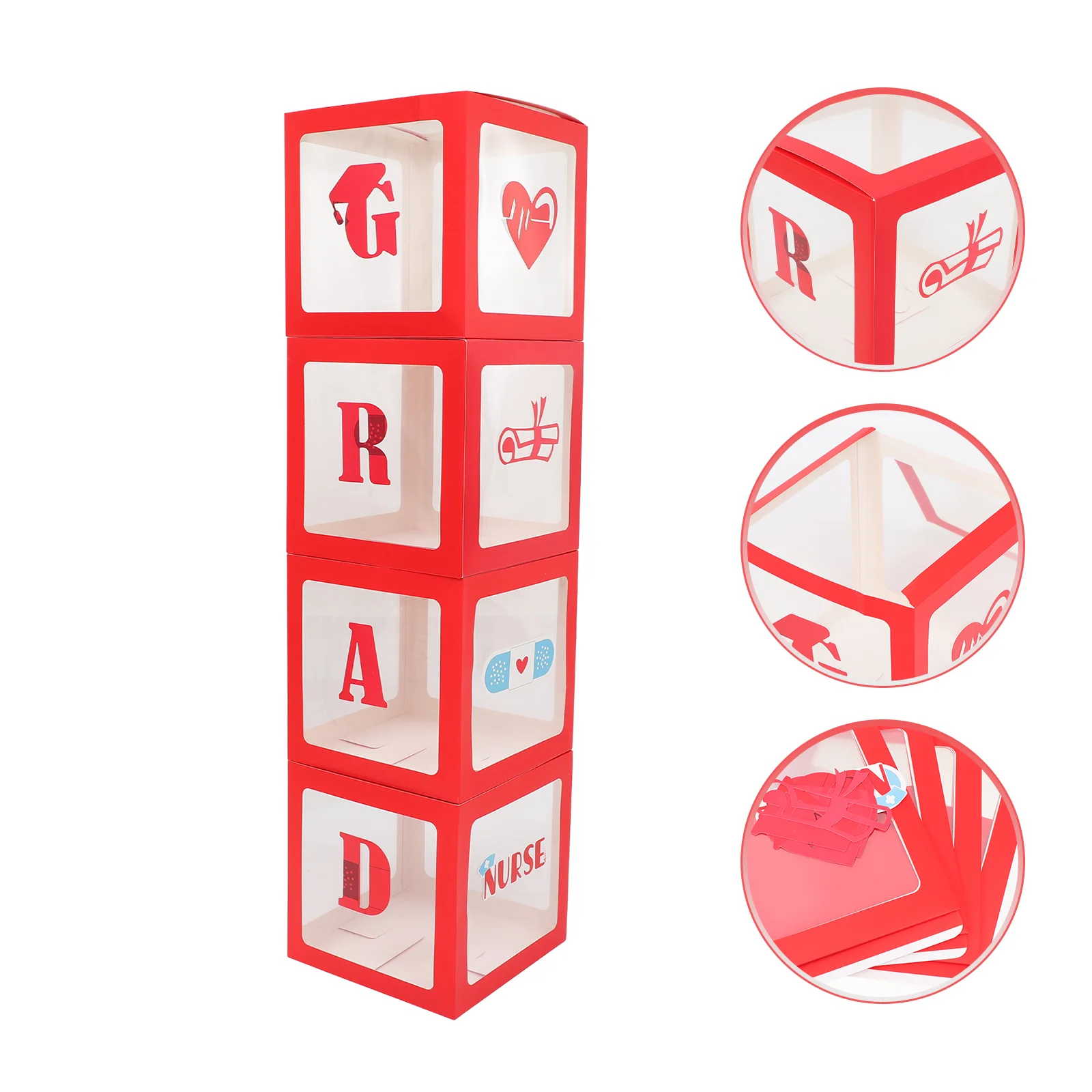 

Balloon Box Graduation Party Grad Balloons Class Boxestransparent Props Supplies Golden Decoration Gift Congrats Decorations