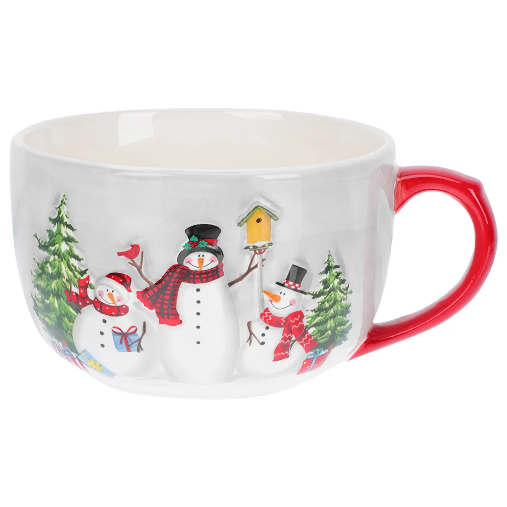 

Cup Christmas Mugs Mug Coffee Ceramic Cups Cereal Snowman Gift Holiday Waterbreakfast Hot Soup Winter Cocoa Porcelain Drinking