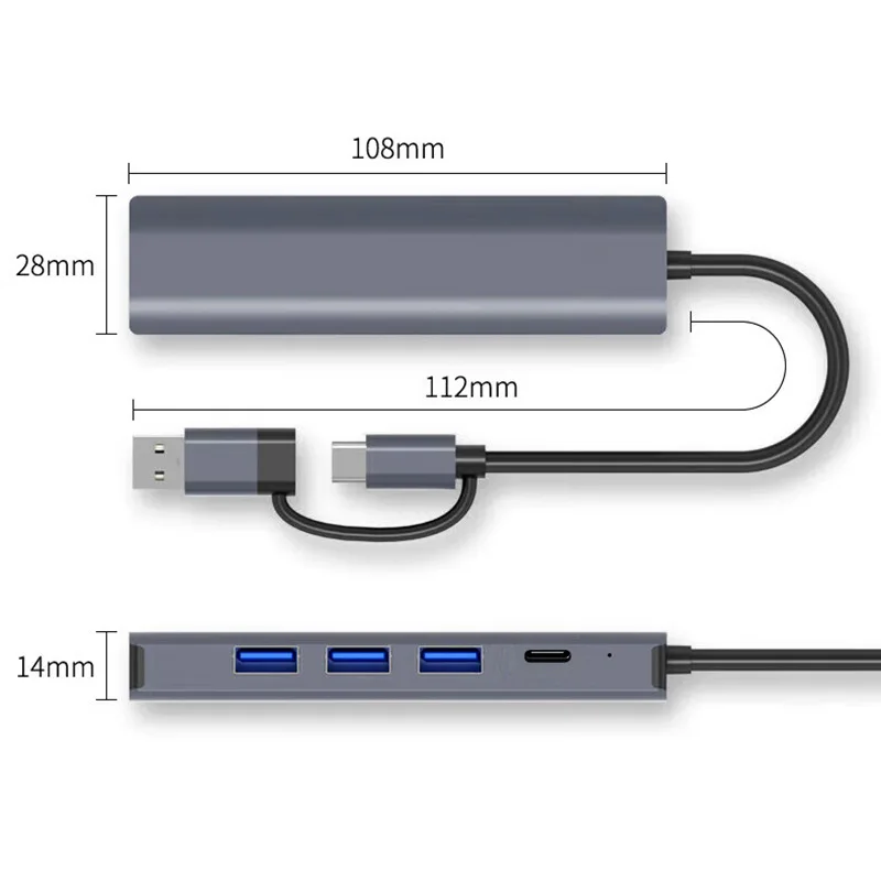5 in 1 USB C HUB USB-C USB-A Multiport Adapter Type C USB 3.0 PD 100W Gigabit Ethernet RJ45 Docking Station for MacBook Pro images - 6