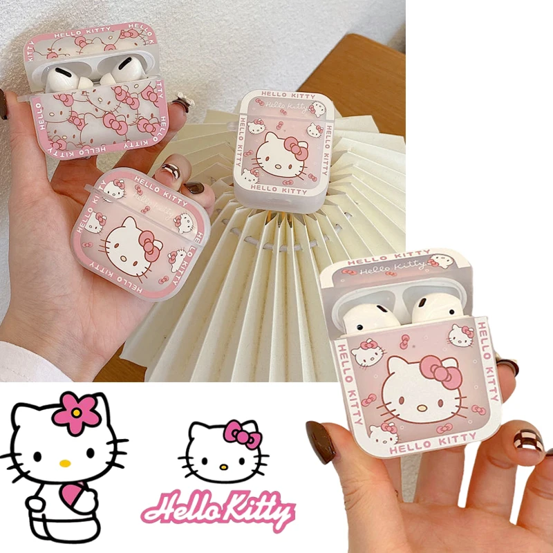 Kawaii Hello Kitty Headphone Protective Sleeve Pro Apple Airpods3 Generation Headphone Shell 1/2 Generation Sanrio Cartoon Shell