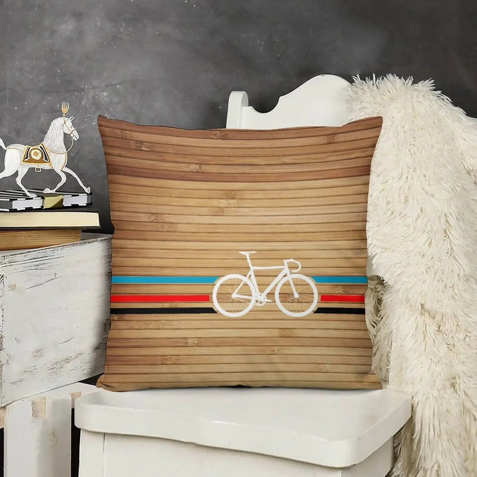 Велосипедная полосатая плюшевая подушка чехол для дивана роскошная