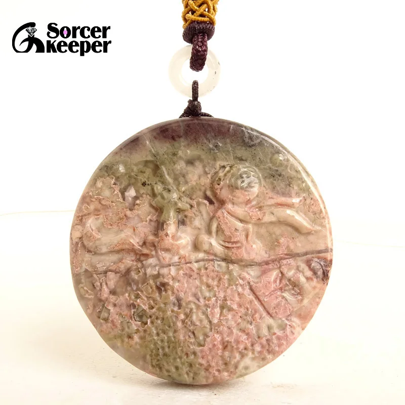 

Модное ожерелье с подвеской из натурального родонита, колье для женщин и мужчин, ювелирное изделие ручной работы BH511