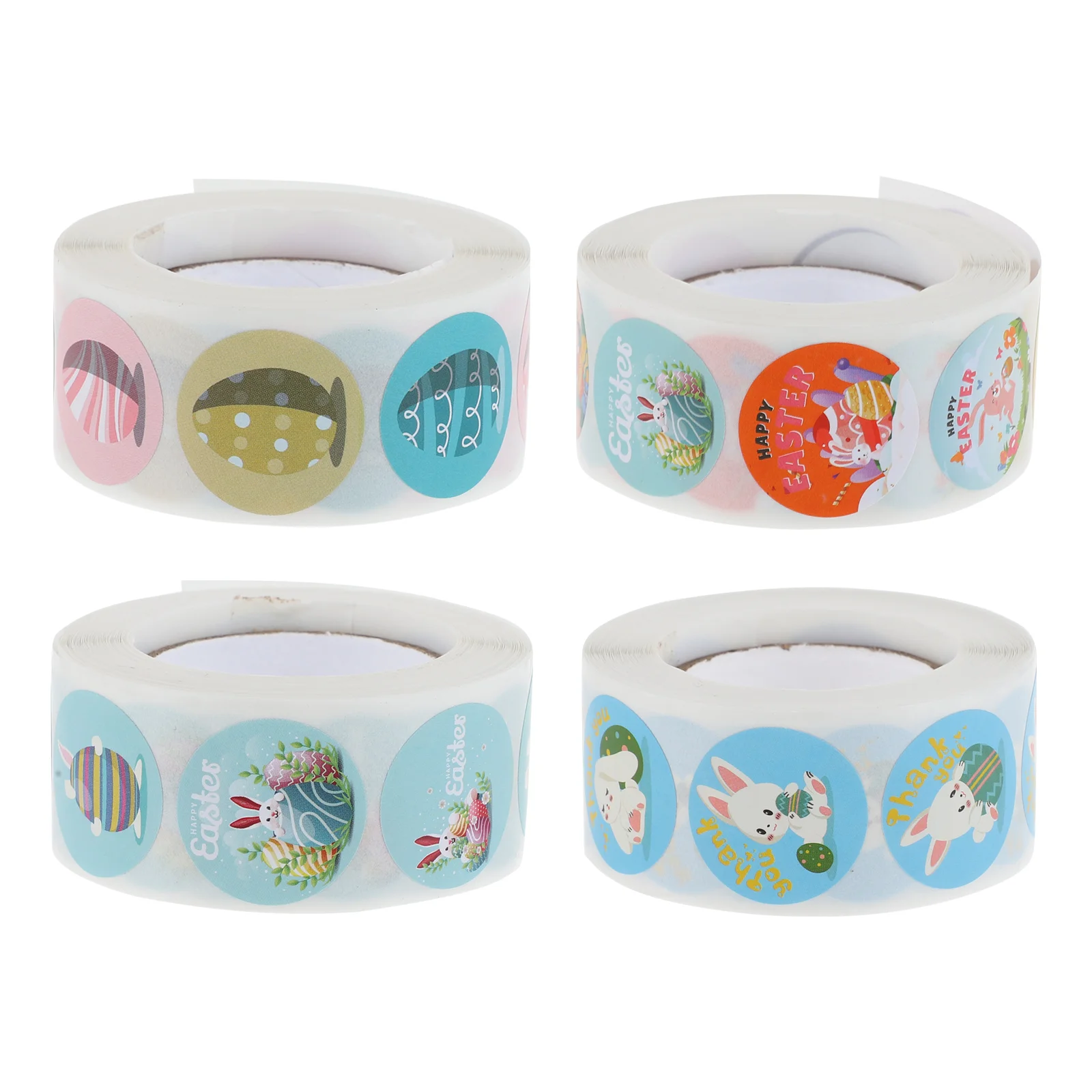 

4 Rolls of Decorative Easter Stickers Festival Roll Stickers Cartoon Rabbit Stickers