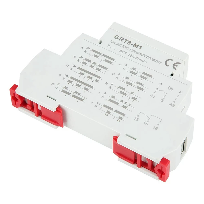 

GRT8-M1 Delay Time Relay, Time Delay Relay, On Off Timing Relay With 10 Functions DIN Rail Mount AC/DC 12V-240V