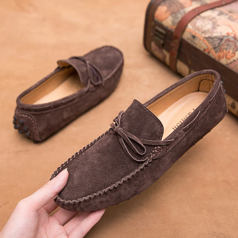 

Brand Casual Genuine Leather Suede Loafer Shoes Men Soft Comfortable Driving Shoes Man Moccasins Footwear For Man Fashion Flats
