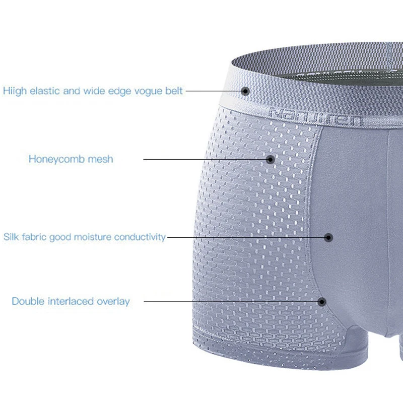 Ice Silk Men Underwear Boxer Bamboo Ventilate Mesh Boxer Shorts Cool Men's Underpants  Super Breathable Sexy Slim Man Panties