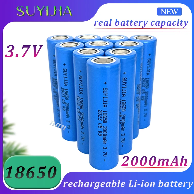 

Real Battery Capacity 3.7V 2000mAh 18650 Rechargeable Lithium-ion Battery Strong Light Flashlight Electronic Toy Spare Battery