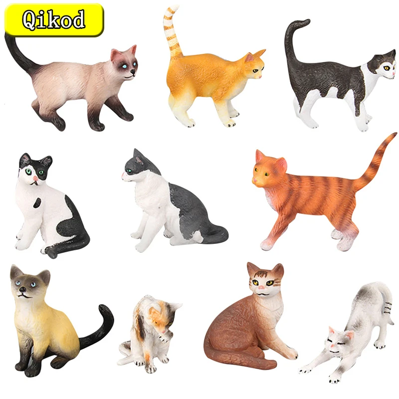 

Children's Simulation Chinese Pastoral Cat Model Cat Decoration Animal Black And White Kitten Toys Gift Doll Home Decor Figurine