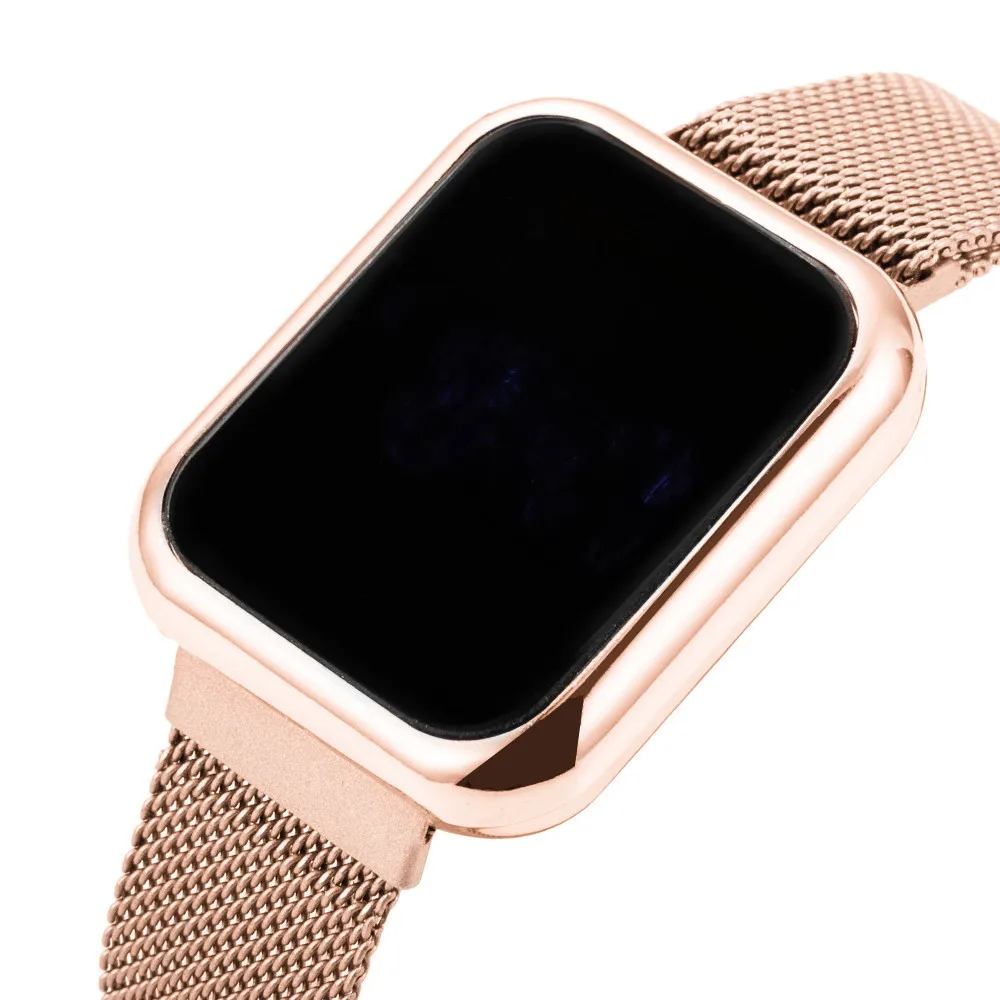 

Rose Gold frauen Uhren Luxus LED Digital Uhr für Frauen Edelstahl Armbanduhr Damen Mode Uhr Frauen Reloj Mujer