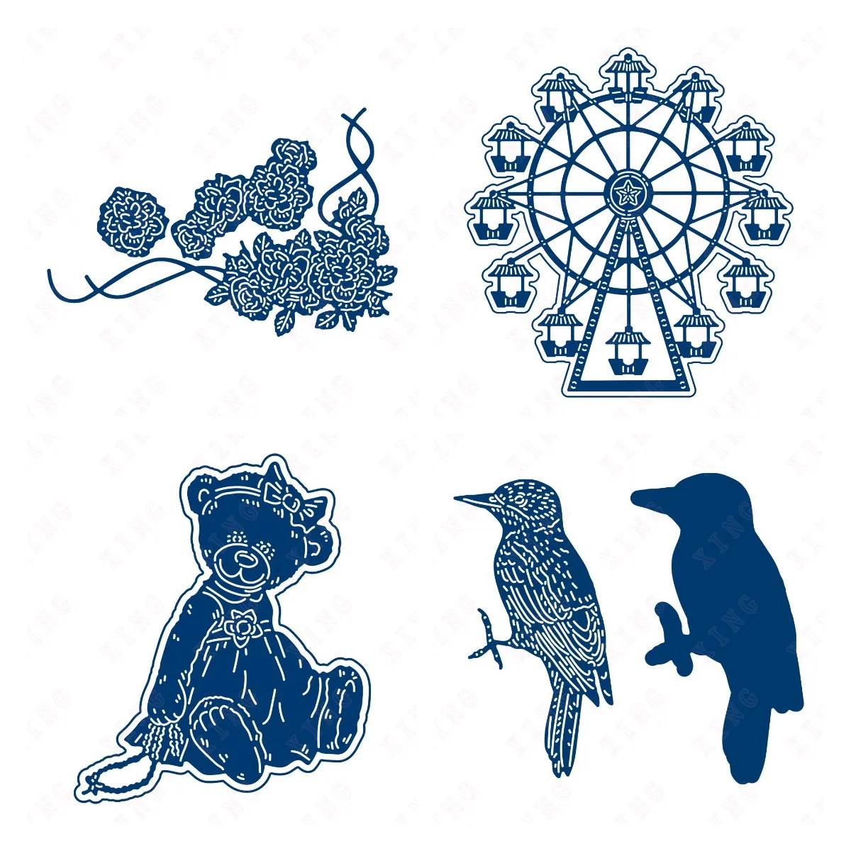 

New Scrapbook Deco Embossed 2023 Diy Craft Card Silk Ribboned Rose Betsy Bear Woodpecker Ferris Wheel Die Set Metal Cutting Dies