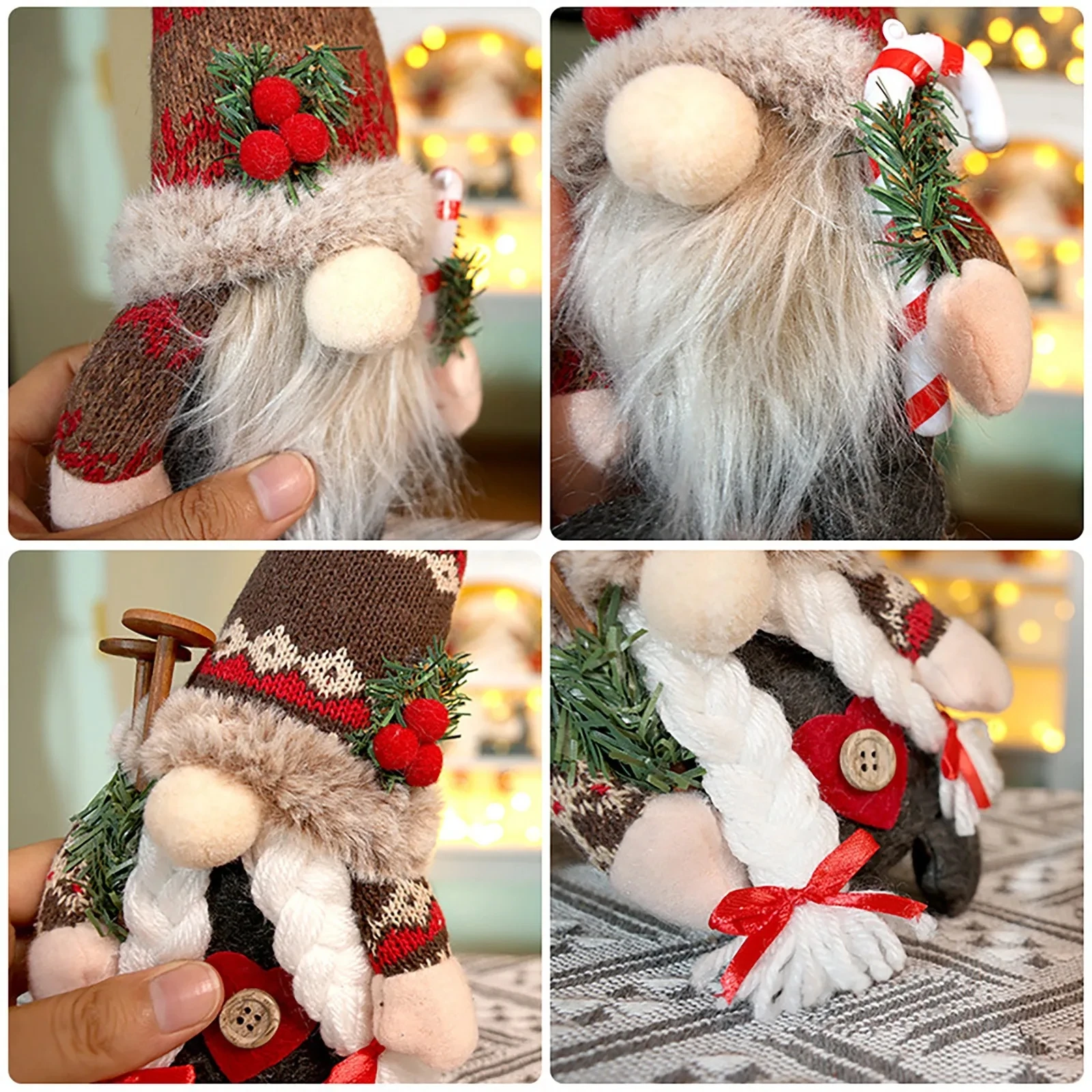 Новый рождественский богатый декор длинная борода плюшевая шапка безликий и