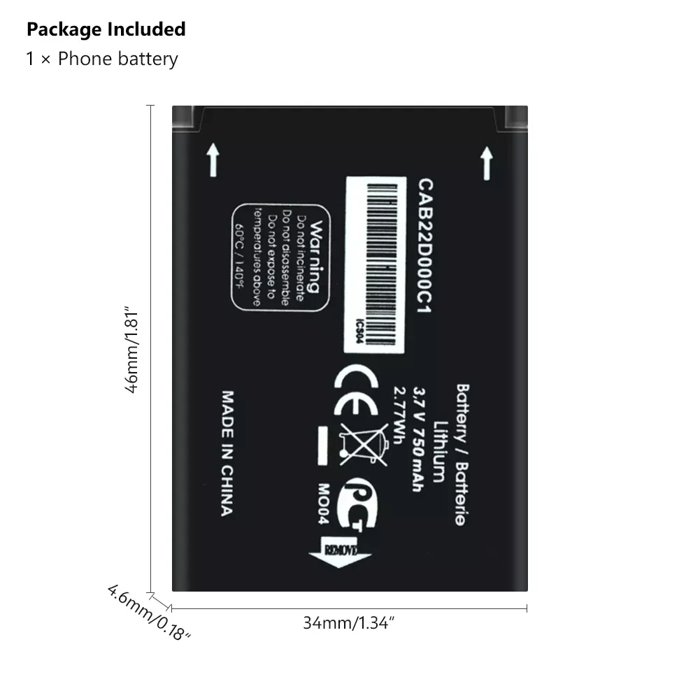 

New 750mAh CAB22B0000C1 Battery For ALCATEL One Touch OT-2010 2010D 2010A 2051D OT-356 OT-665 665X CAB22D000C1 CAB3010010C1