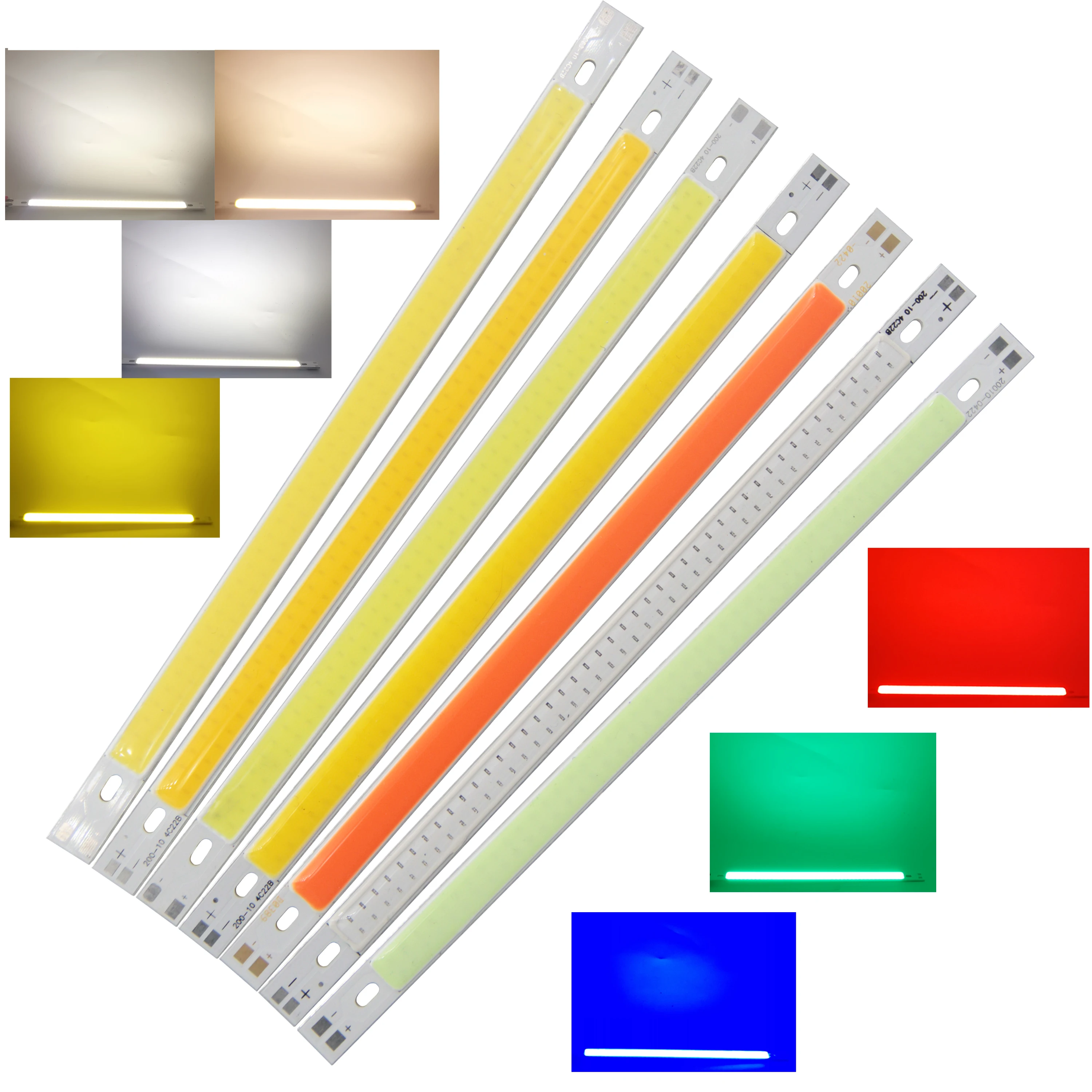 FTZOTOF 200x10mm LED COB пластырь штрих лампа 10W DC 12 - 14V 1000LM синий зеленый красный холодный