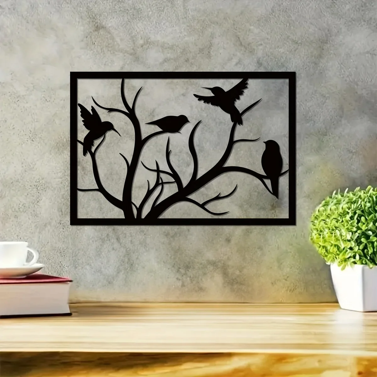 Современный Металлический Настенный Декор В Стиле Птицы На Ветке Домашний Для