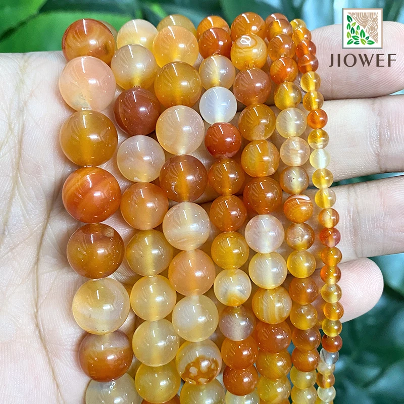 

Natural Stone Smooth Orange Red Carnelian Agates Round Loose Beads Diy Bracelet for Jewelry Making 15" Strand 4 6 8 10 12 14MM