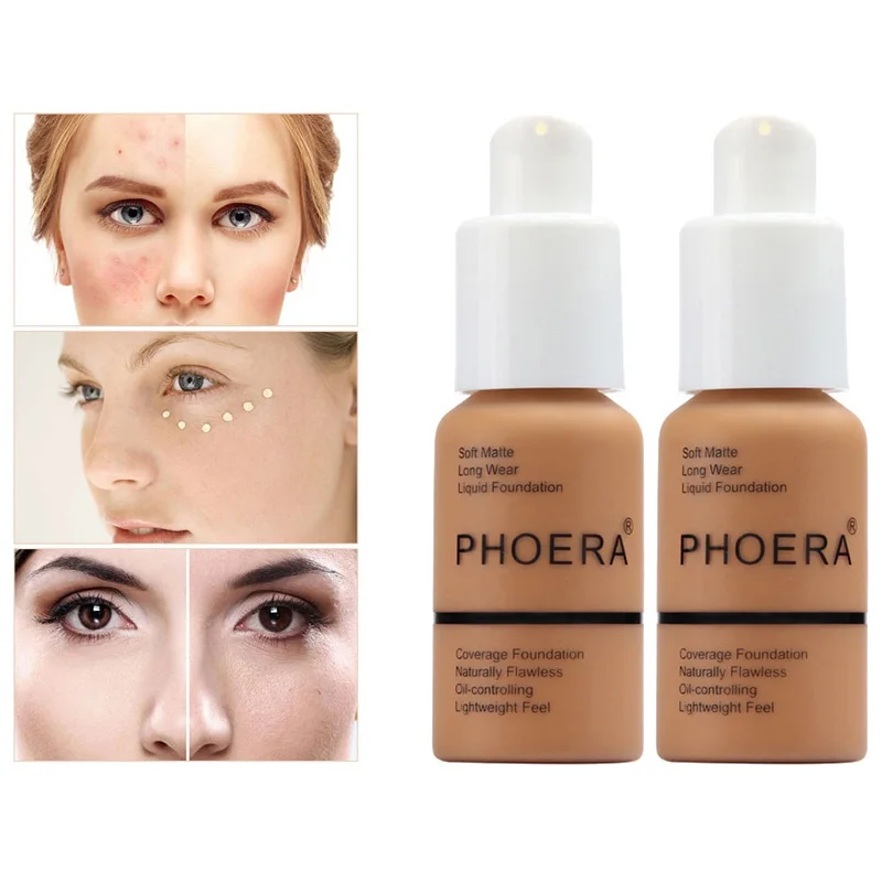 

PHOERA 2PC/Lot 30ML Foundation Set Makeup Base Cream Mineral Touch Concealer Soft Matte Oil-control Hot Deals Foundation TSLM1