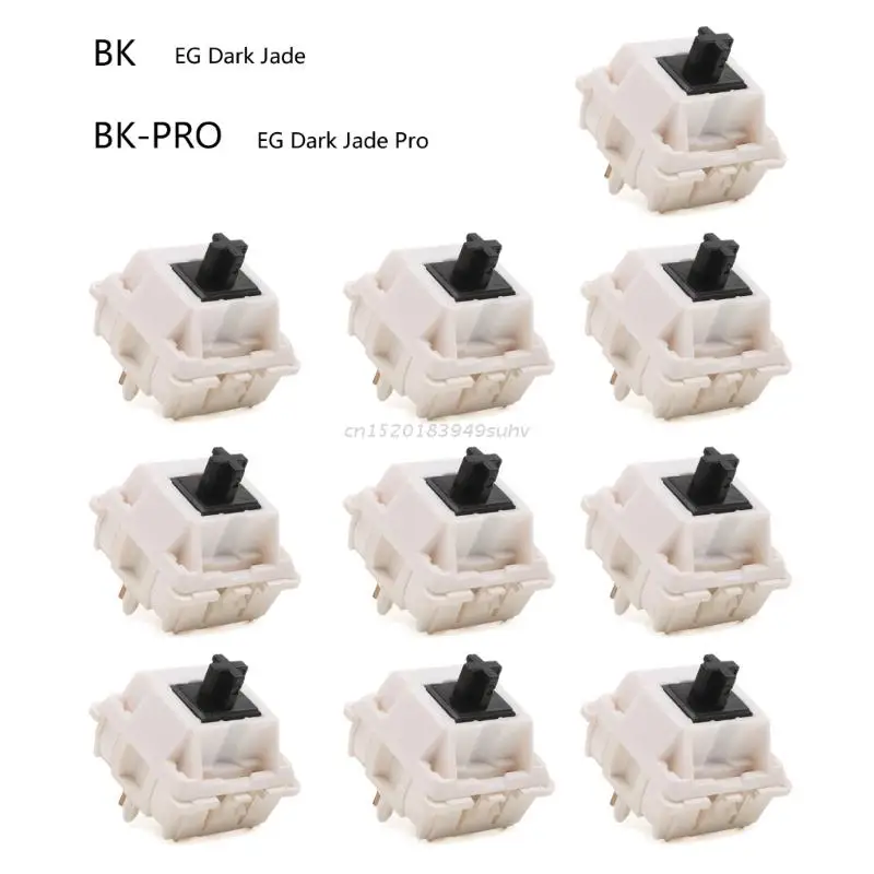 

10 шт., переключатель Everglide Dark Jade/Pro, 5 контактов, 50 г, тактильный механический переключатель, корпус PBT, черный стержень POM, позолоченная пружина