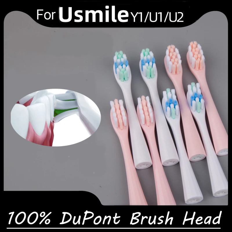 

Replacement For Usmile Y1/U1/U2 Toothbrush Heads 4/10Pcs/Set Pink Smart Electric Tooth Clean DuPont Brush Nozzles Heads