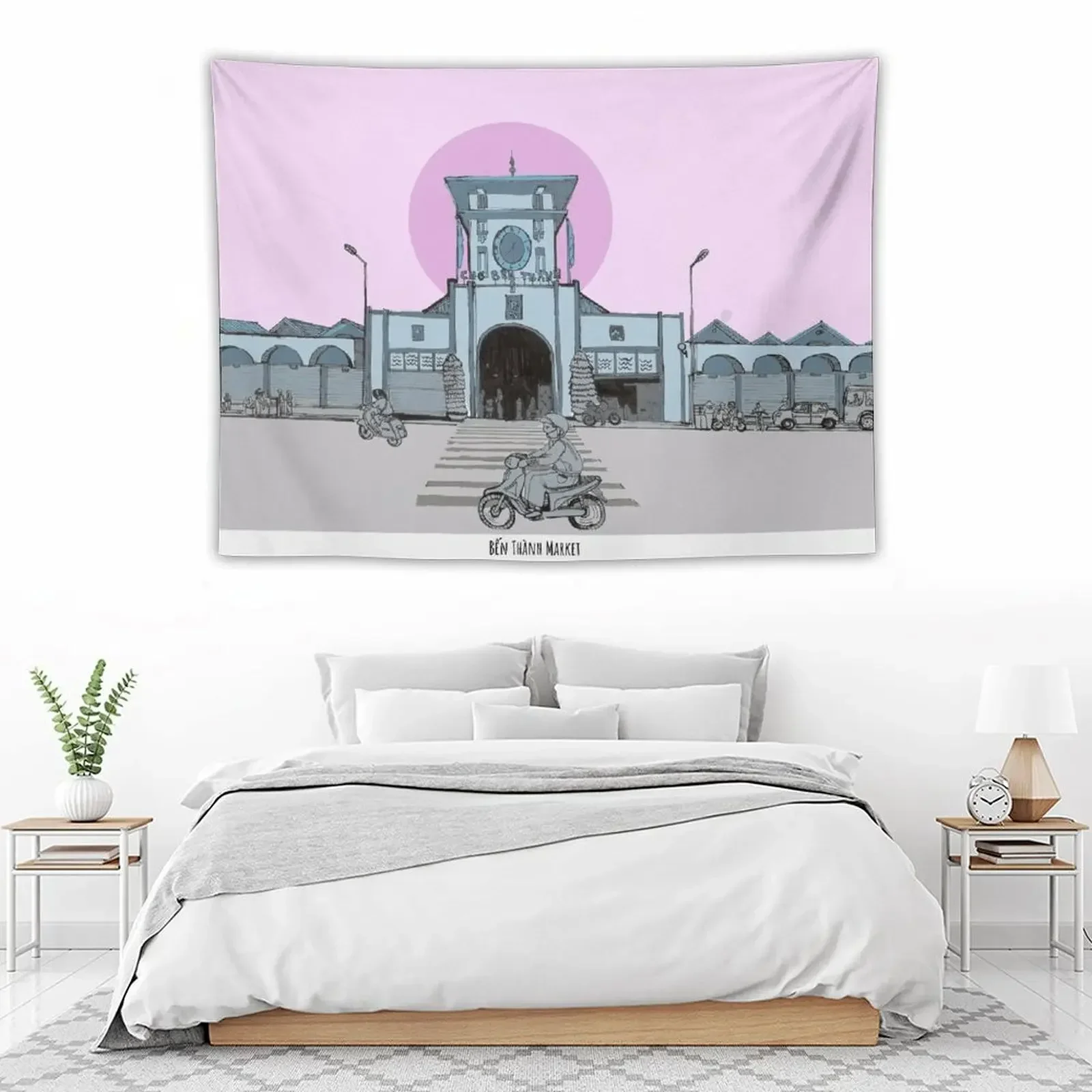 Гобелен с иллюстрациями из Бен-Таня рынка Сайгона вьетнамский Декор для комнаты