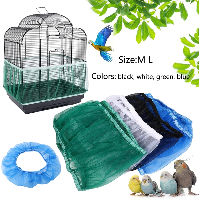 

Bird Cage Cover Catcher Guard Net Cover Bird Nylon Mesh Airy Cage Soft Stretchy Skirt for Round Square Cages Parrot Accessories
