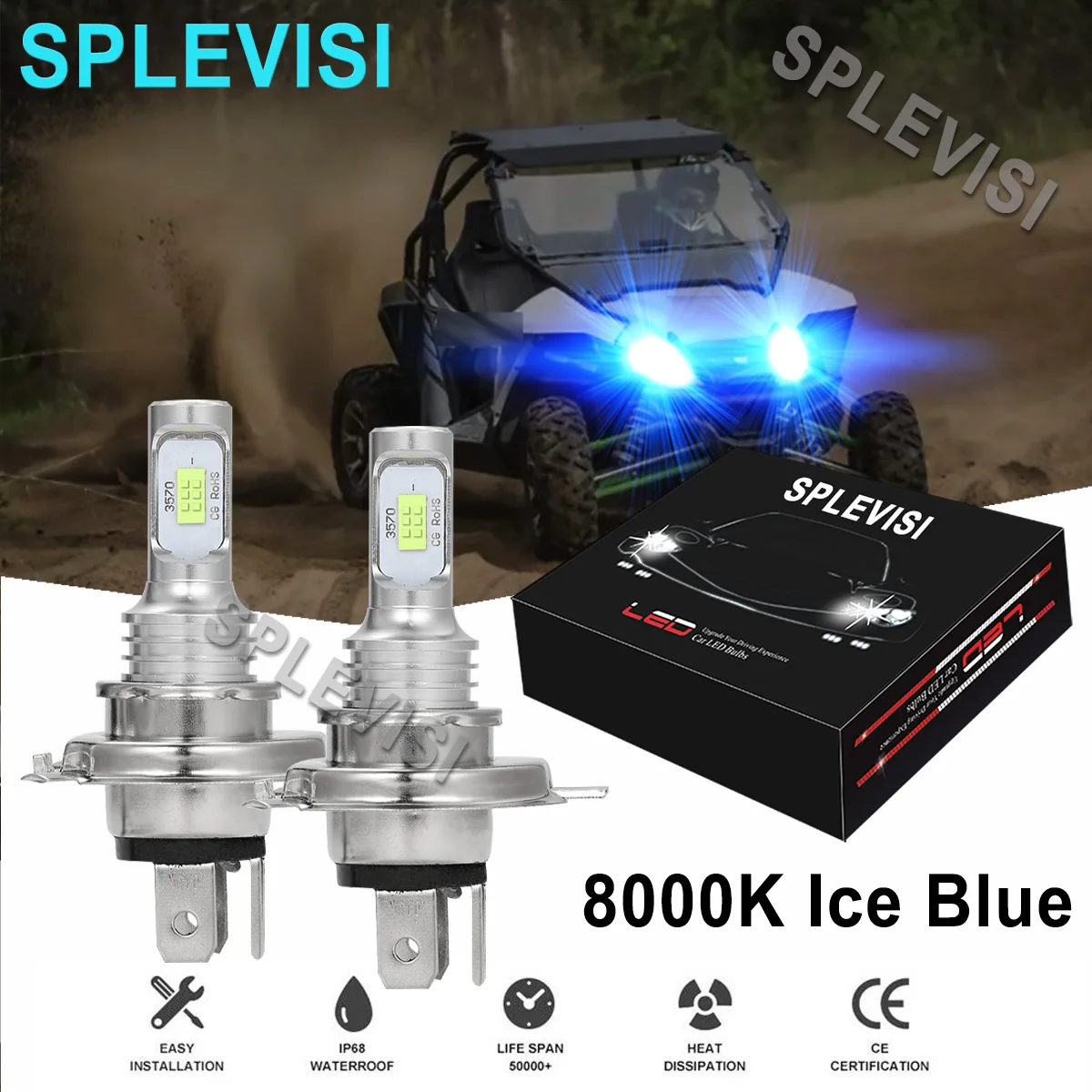 

2x70W Ice blue led headlight For Arctic Cat Jag 440 1987 1988 1998 1999 Jag 1989 1990 1991-1997 Jag 340 1987-1989 1998 Snowmoble