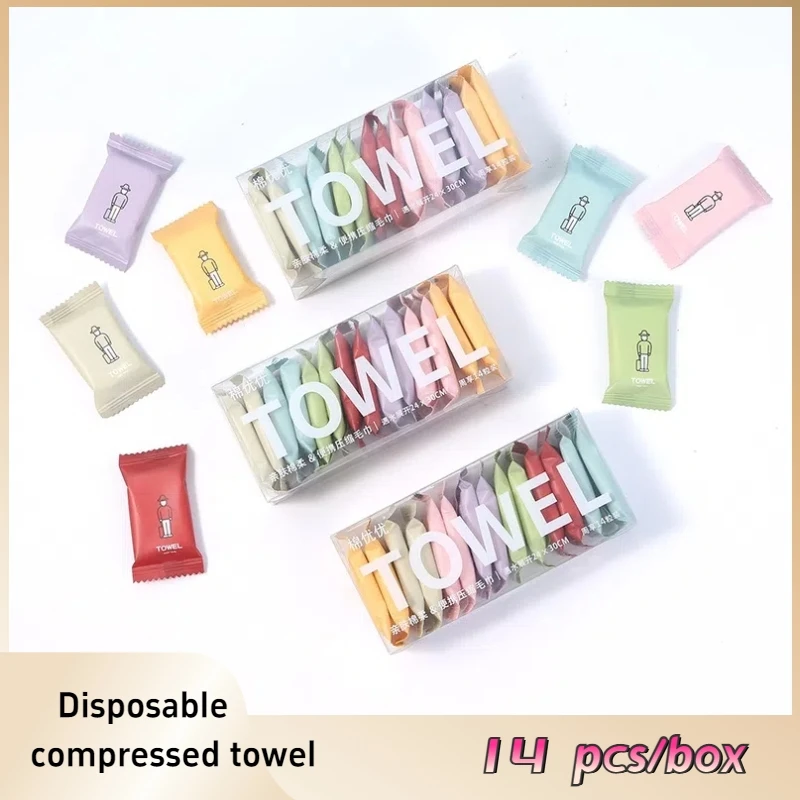 14 шт./кор. одноразовые дорожные сжатые полотенца портативные салфетки для мытья