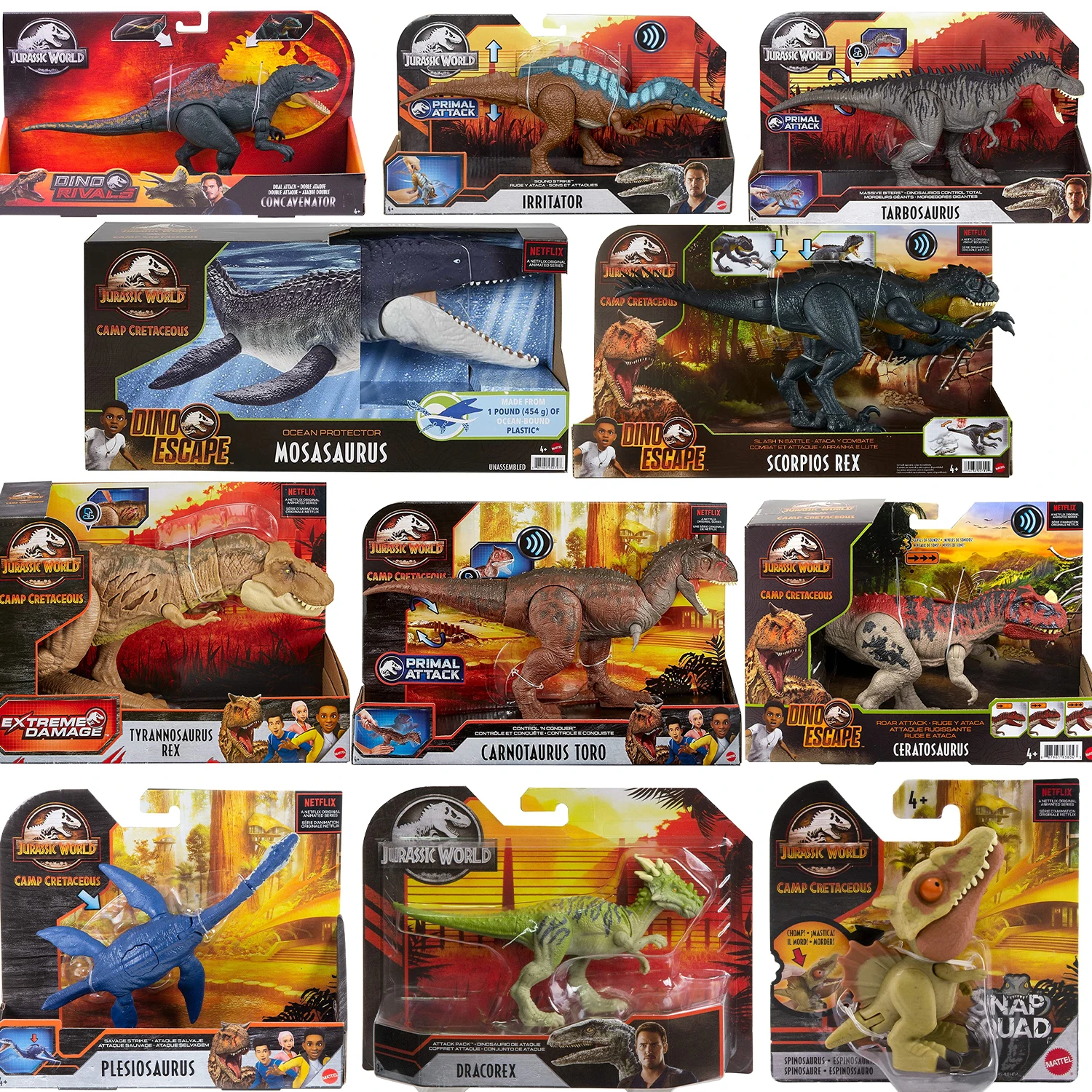 

Jurassic World Dinosaurs Children Toys Animal Figurines Indominus Rex Mosasaurus Spinosaurus Velociraptor Megalodon Triceratops