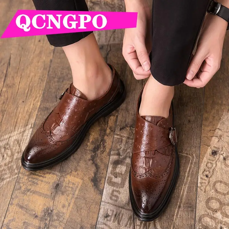 

Туфли Monk shoes на шнуровке, Формальные туфли, свадебные туфли slip-on, классические туфли, мужская деловая обувь из коровьей кожи, водонепроницаем...