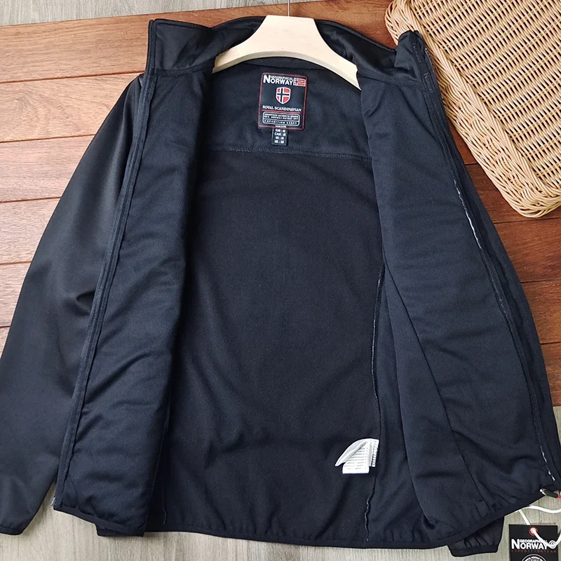 Мужская уличная повседневная спортивная хлопковая куртка с воротником-стойкой