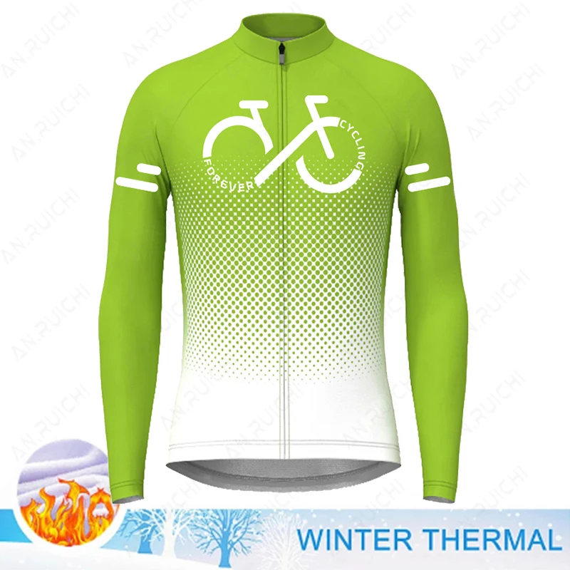 

Gradient Color Series Cycling Jersey 2023 Winter Fleece Men Long Sleeve Cycling Clothing MTB Road Bike Shirts Warm Bicycle Wear