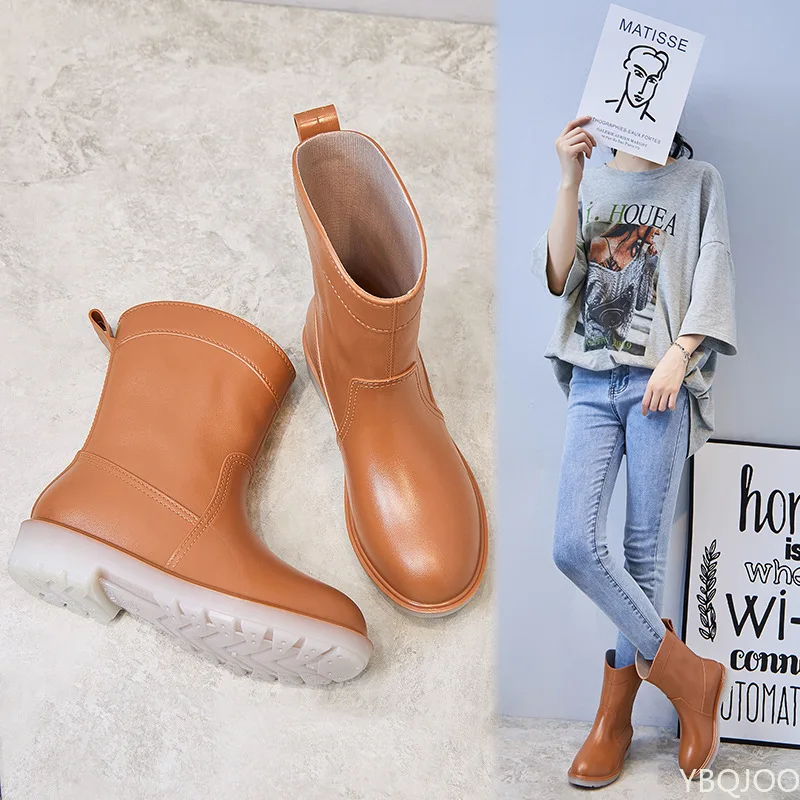 

Fashion Rain Shoes for Women Slip on Ankle Rain Boots Non-slip Platform Rainboots Garden Galoshes Woman Work Rubber Booties New