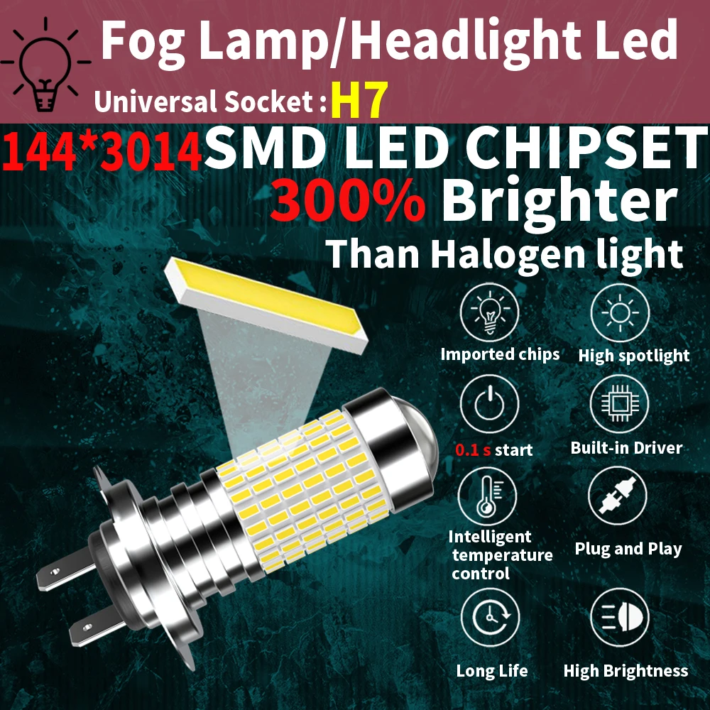 2 шт. мощные лампы для фар H7 с цоколем супер яркие без адаптера автомобильный