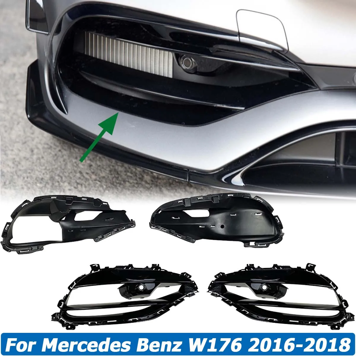 

Передняя противотуманная светильник W176, решетчатая решетка для Mercedes Benz A Class A250 A200 A45 AMG 2016-2018, автомобильные аксессуары для Facelift