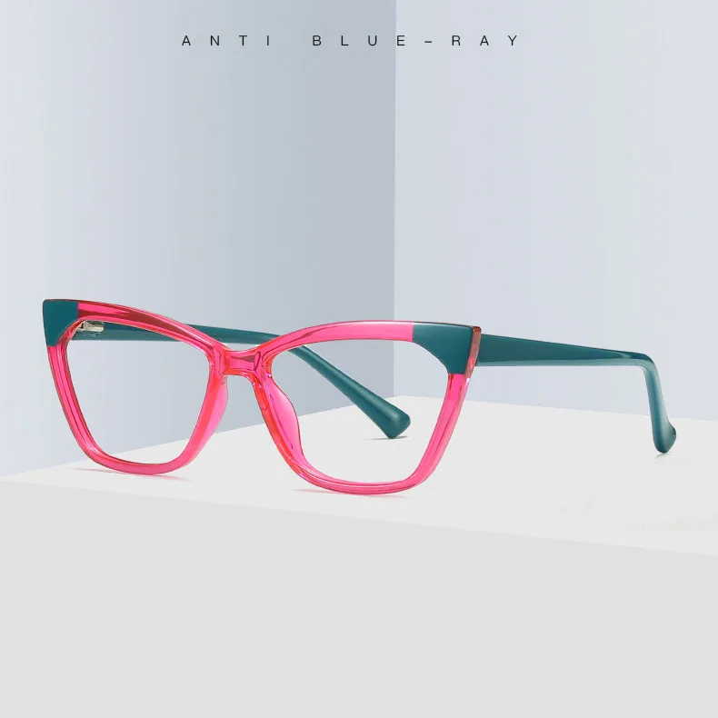 

Cat Eye Anti-blue Light Glasses for Men and Women Suitable for European and American Trend Flat Mirror TR90 Frame Glasses