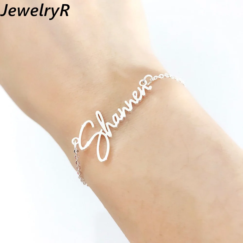 

JewelryR Personality Custom Name Bracelet Stainless Steel Handwritten Signature Nameplate Pendant Jewelry For Women Best Gift