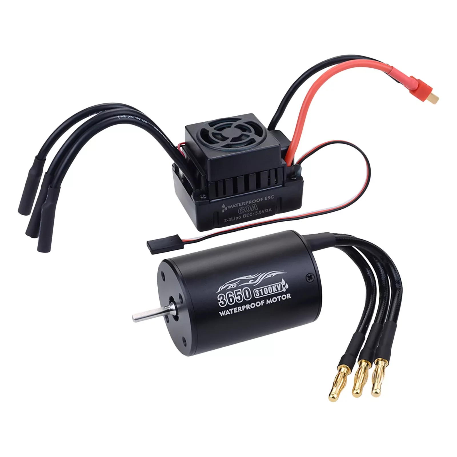 

Universal 3650 3100KV Motor + 60A Brushless ESC Combo Kit for 1/10 RC Cars Truck Model Toys for Children Playing