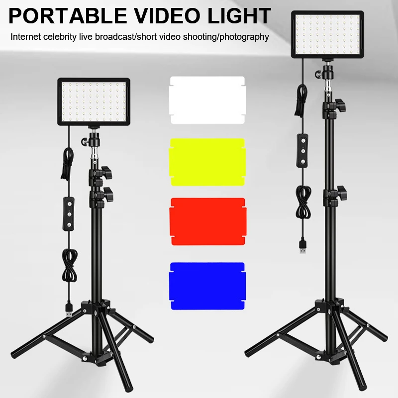 Fotografia a LED luce Video Kit di luci da Studio per conferenze dal vivo USB con supporto per treppiede filtro RGB fotografia illuminazione lampada da terra