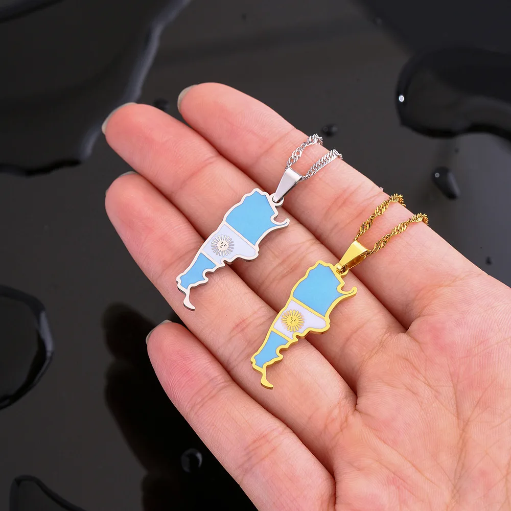 

New fashion Argentina map pendant necklace personality temperament couple famous clan style clavicle chain accessories