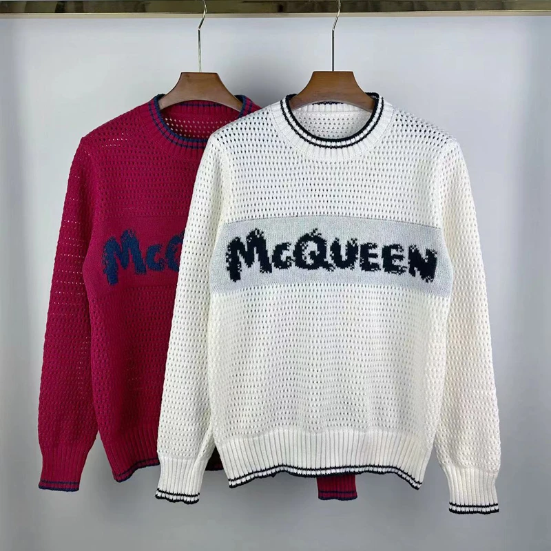 

Autumn/Winter McQueen Sweater High Quality Hollow Out Round Neck Knitting Pullover Men Women Couple Sweatshirts